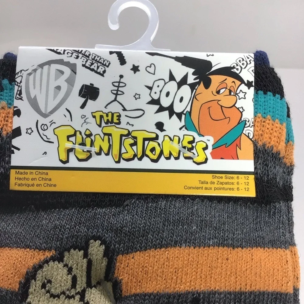 (2) Pairs The Flintstones Mens Novelty Crew Socks